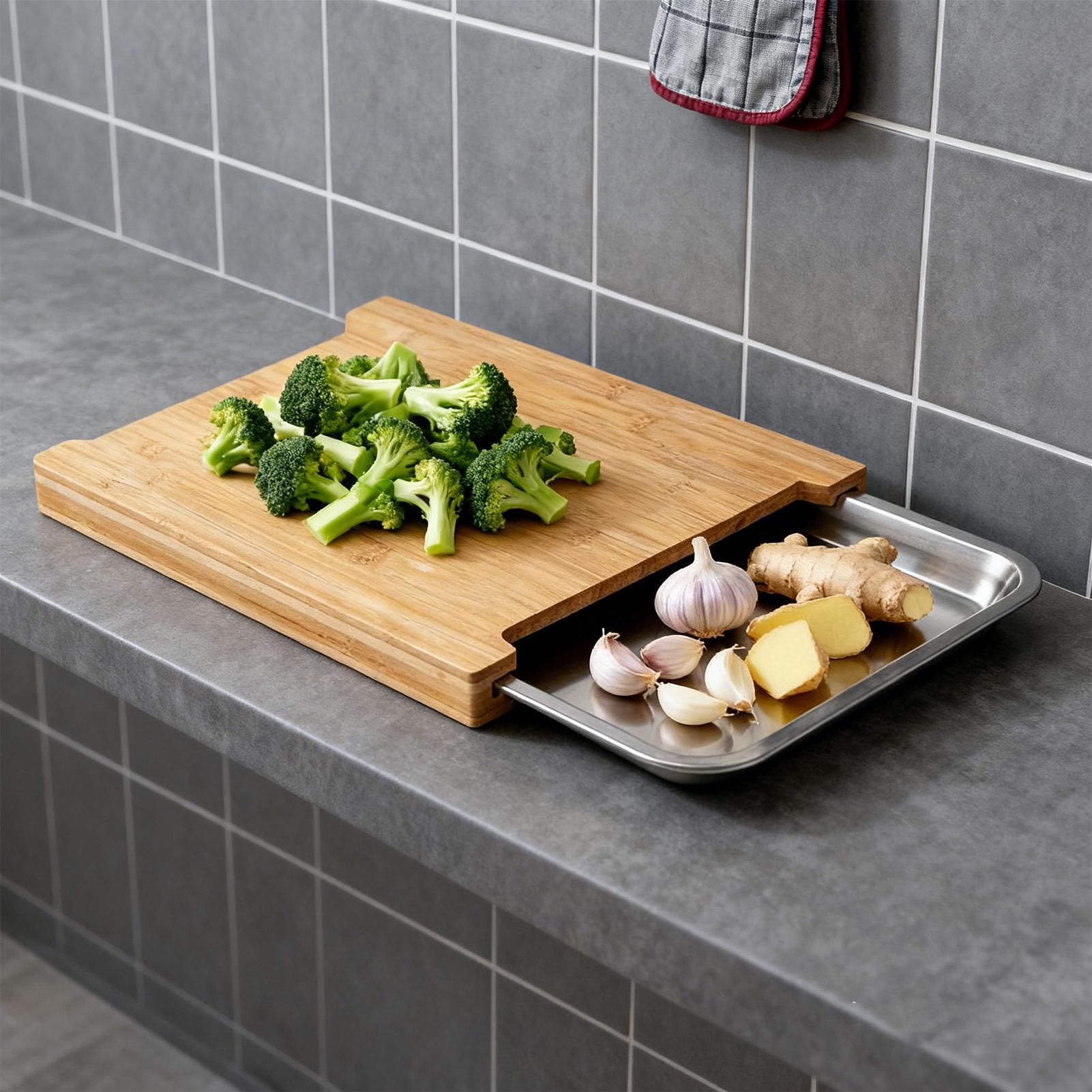 Meal Prep Usa - Tagliere in Legno Antiscivolo per Preparazione