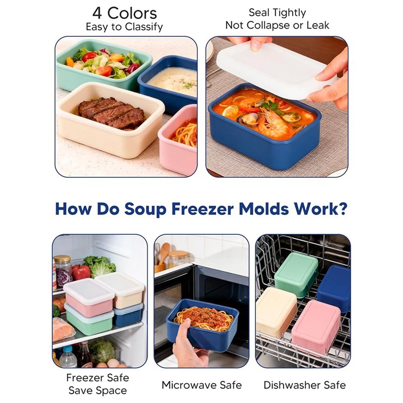 AB33-4-Pack Stampi in silicone - Meal Prep Freezer recensione e prezzo